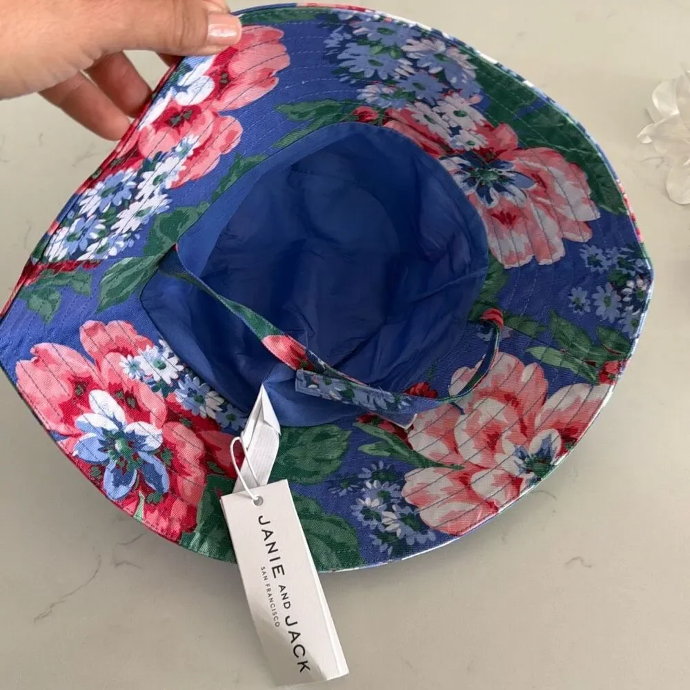 Janie and Jack Baby Floral Sun Hat in Midday Blue Floral Size 6-12 Months